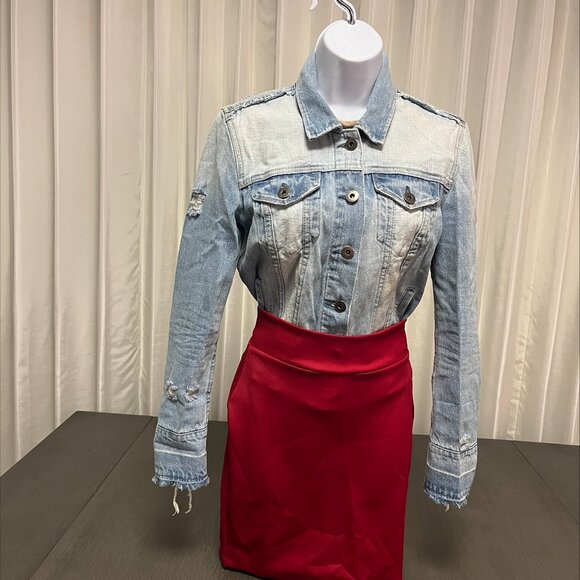 Pistola Distressed Raw Hem Light Washed Jean Jacket - Picture 3 of 6